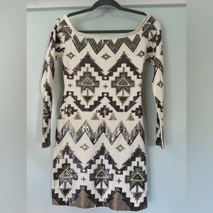 Express Geometric Sequin Dress